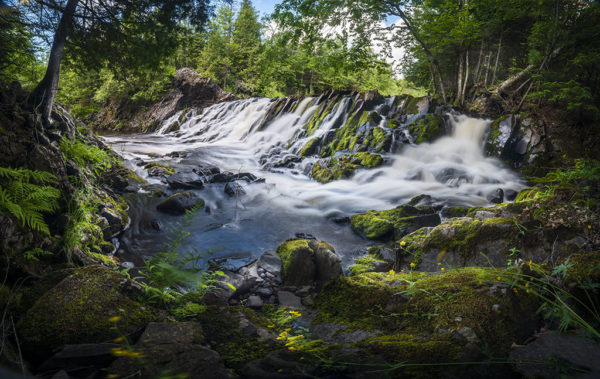 Panoramic view of Upson Falls in Northern Wisconsin